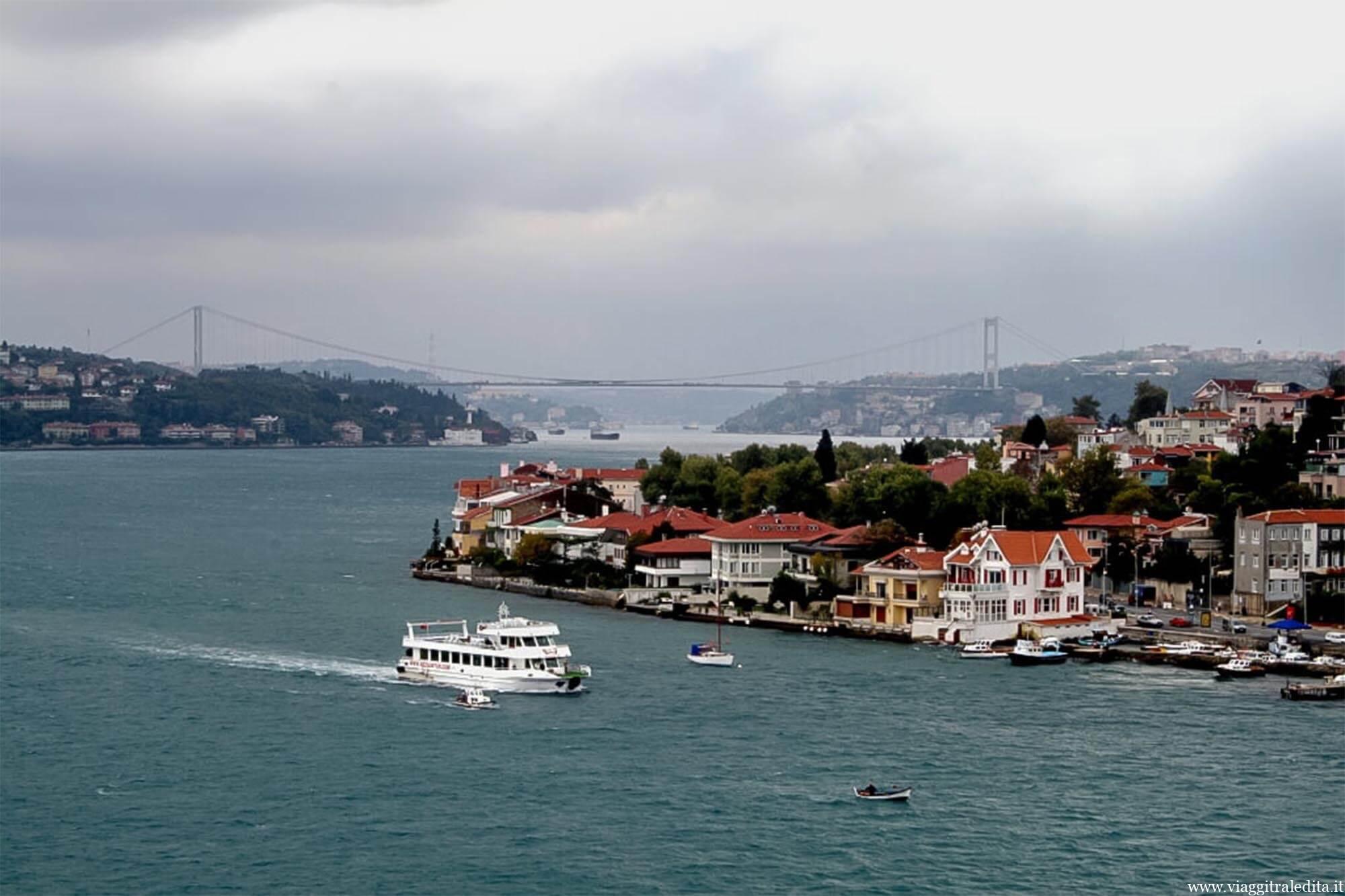 Vista sul Bosforo delle parti europea ed asiatica di Istanbul
